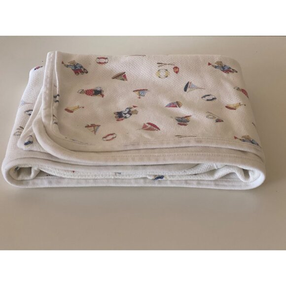 Laura Ashley Baby Boy Blanket Teddy Bear Sailboat Measures 27"x28" - Picture 5 of 13